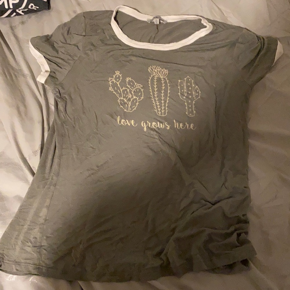 Dark green “love grows here” cactus shirt